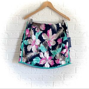 NWT Polo Golf Ralph Lauren Printed Tech Sateen Skort Leopard Hawaiian Size 2